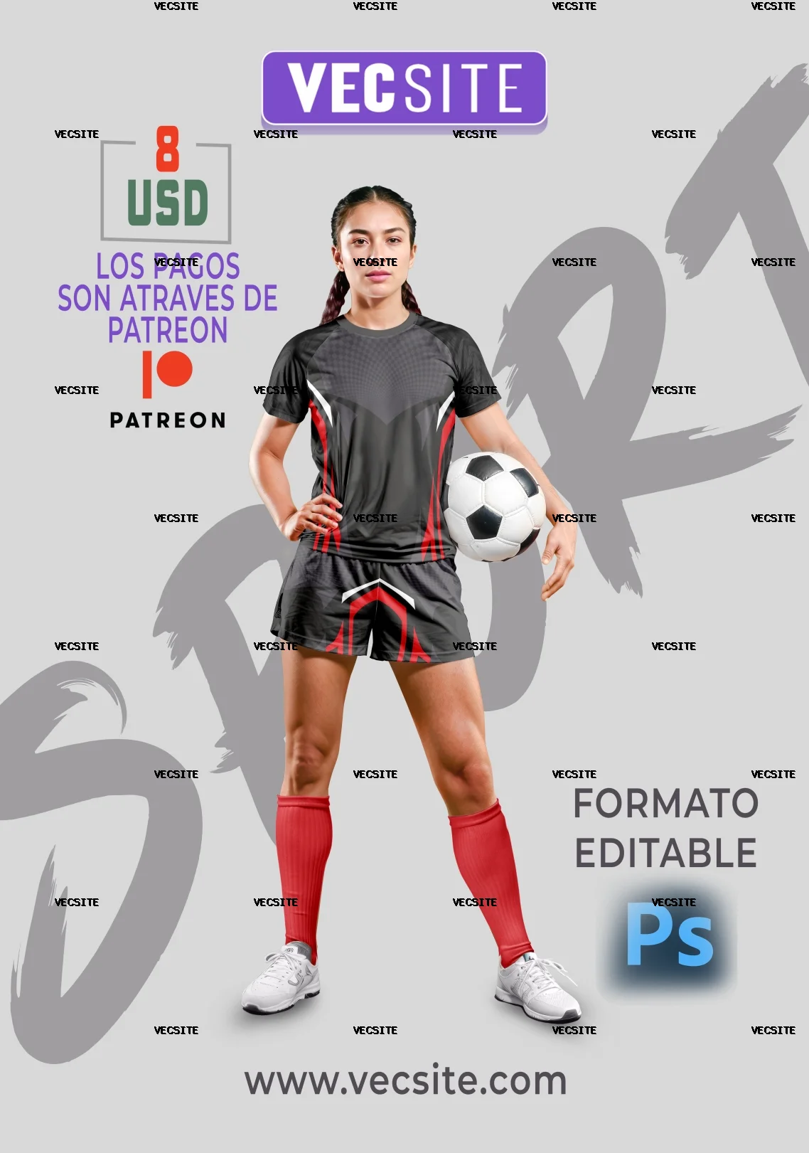 mock up femenino soccer deportivo formato psd editable