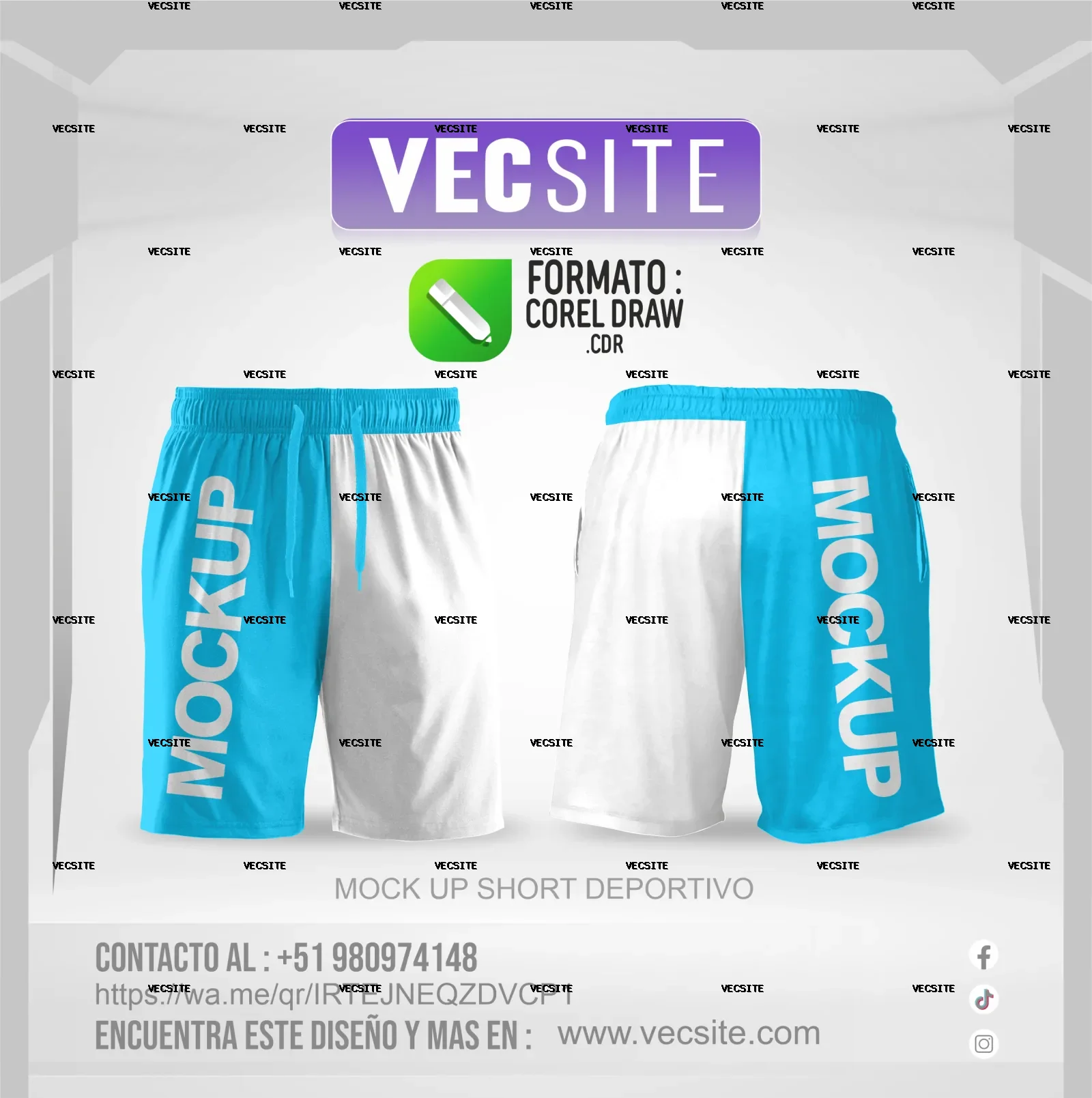 MOCK UP SHORT DEPORTIVO - FORMATO CDR