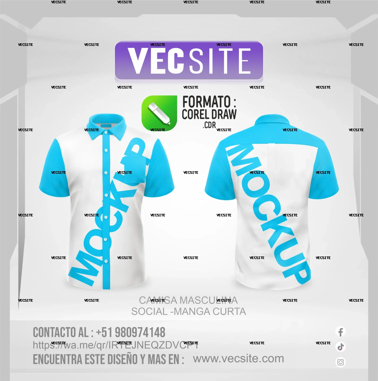 CAMISA MASCULINA SOCIAL - MANGA CURTA