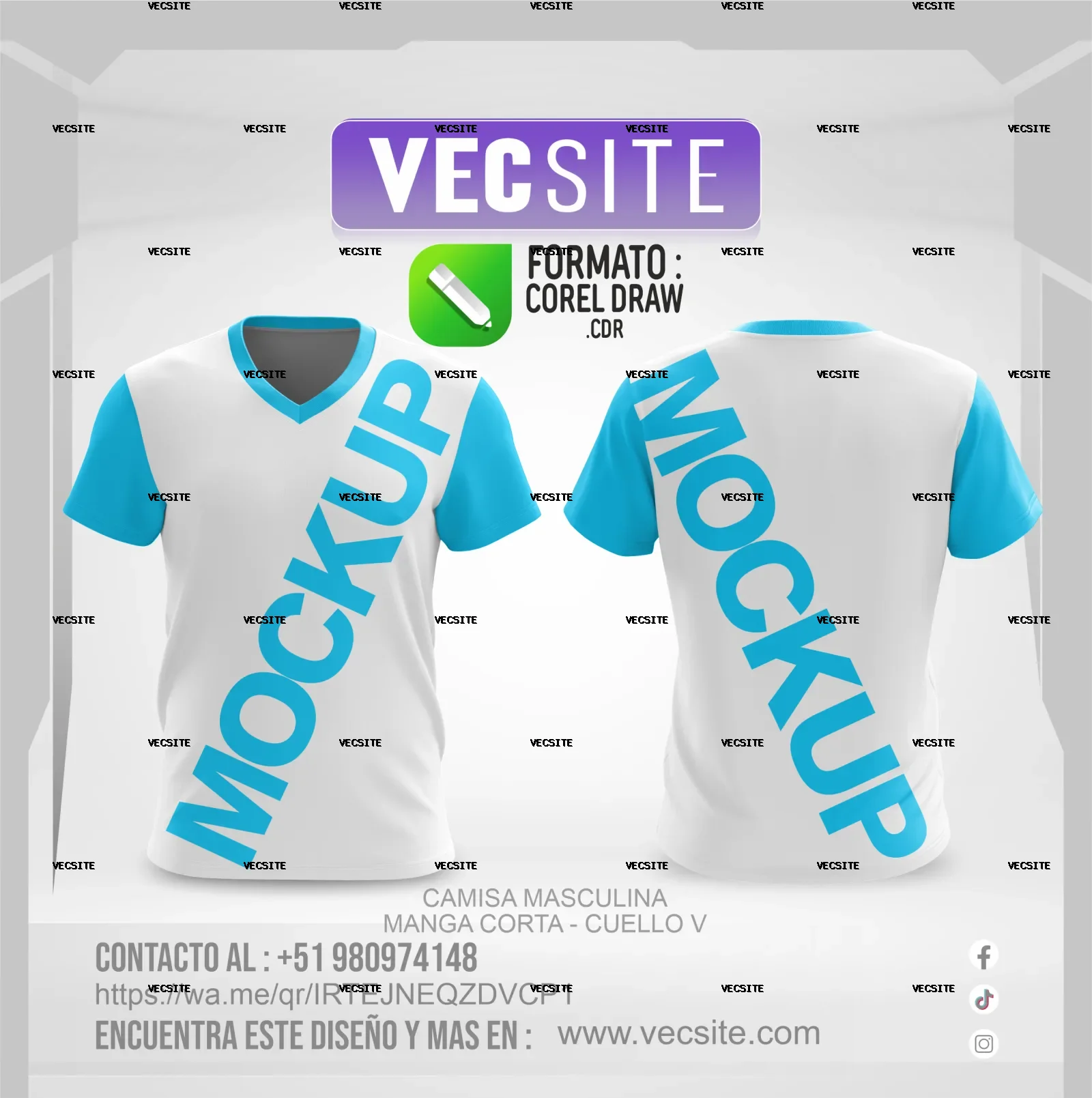 CAMISA MASCULINA MANGA CORTA - CUELLO V