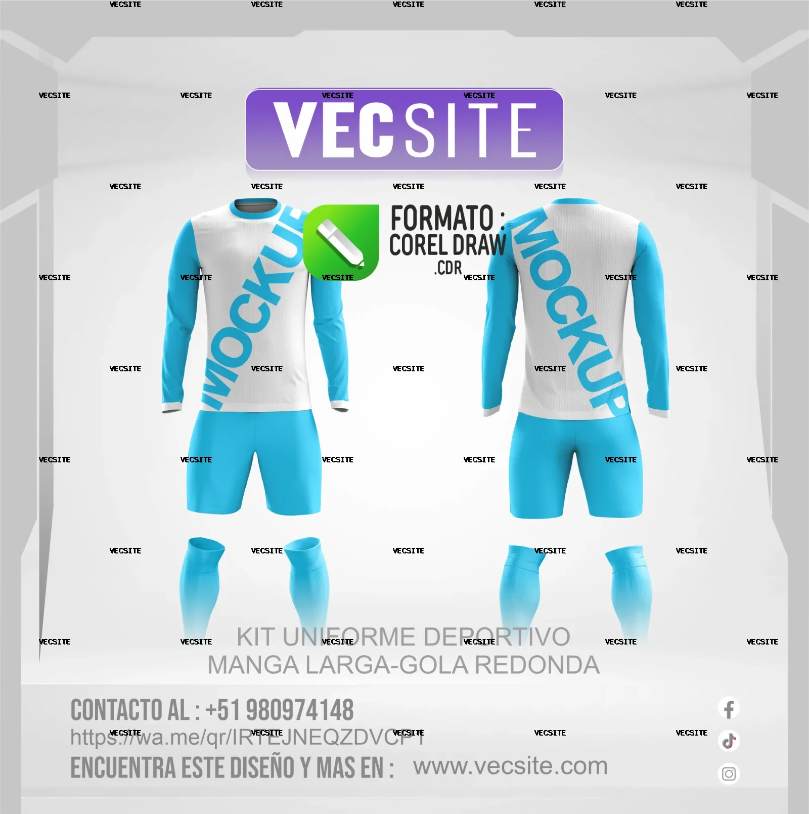 KIT UNIFORME DEPORTIVO MANGA LARGA - GOLA REDONDA
