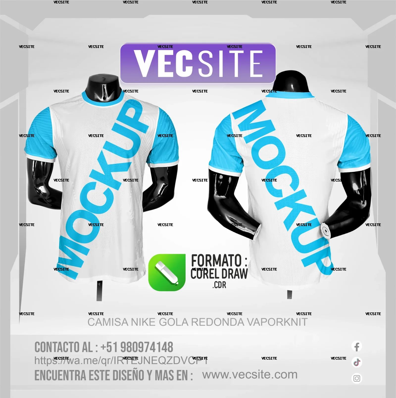 CAMISA NIKE GOLA REDONDA VAPORTKNIT MOCK UP EN COREL DRAW