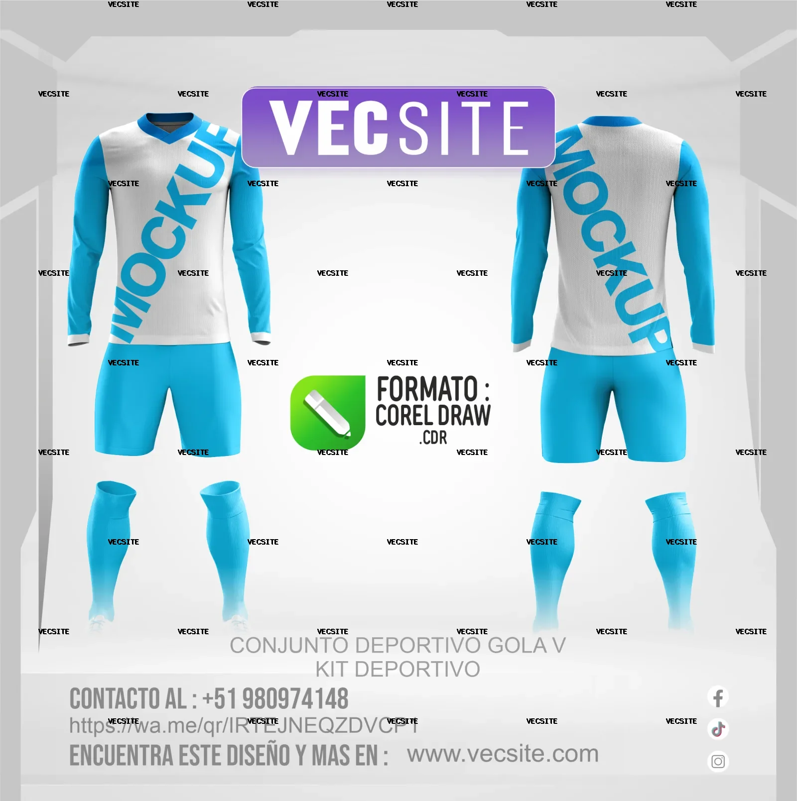 CONJUNTO DEPORTIVO GOLA V  KIT MOCK UP COREL DRAW,