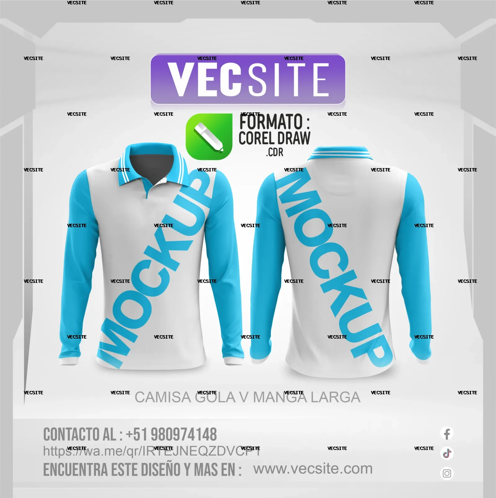 CAMISA GOLA V MANGA LARGA