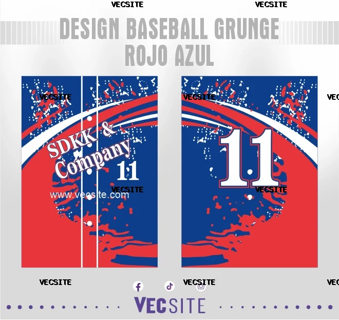 Design Baseball Grunge Rojo – Azul