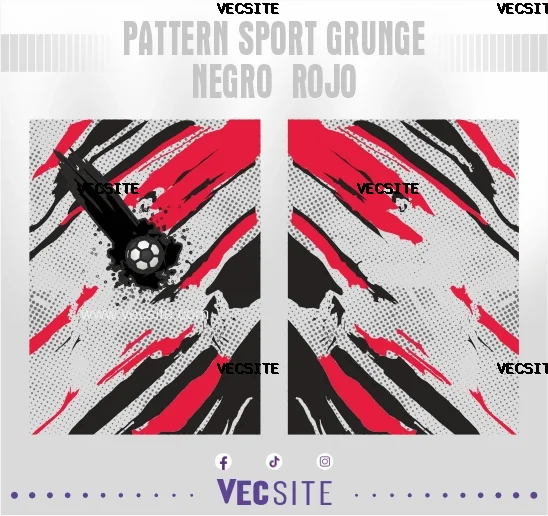 Pattern Sport Grunge Negro – Rojo
