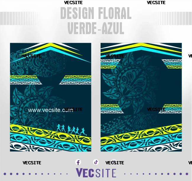 Design Floral Verde-Azul