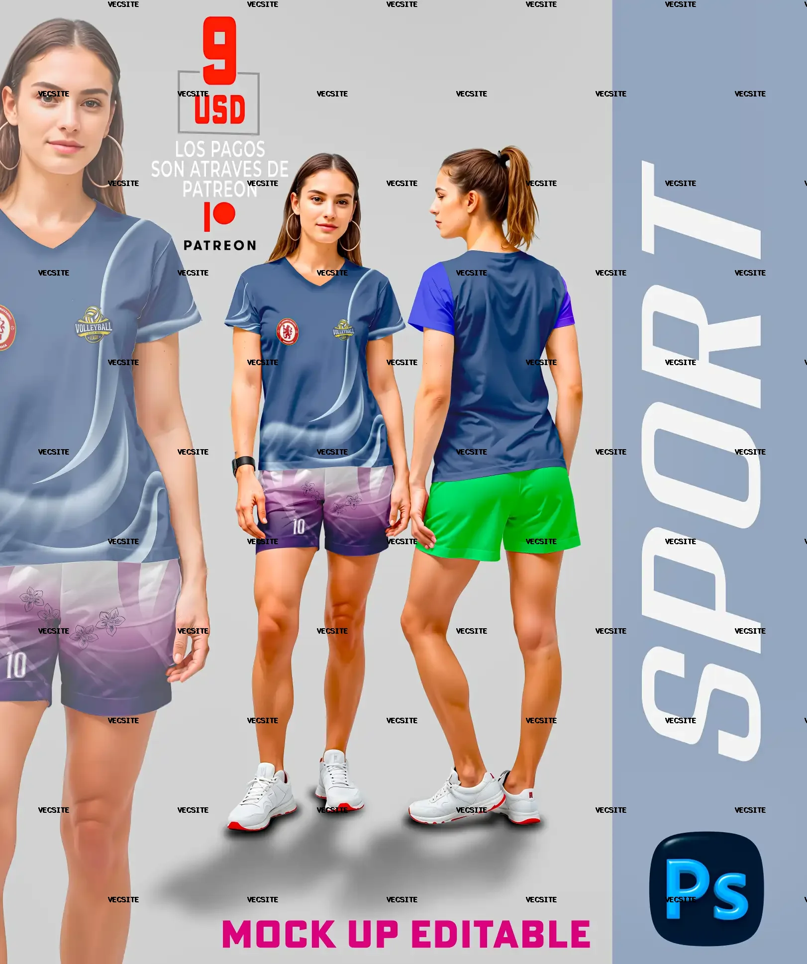 MOCK UP EDITABLE  DAMA VECTOR  SPORT