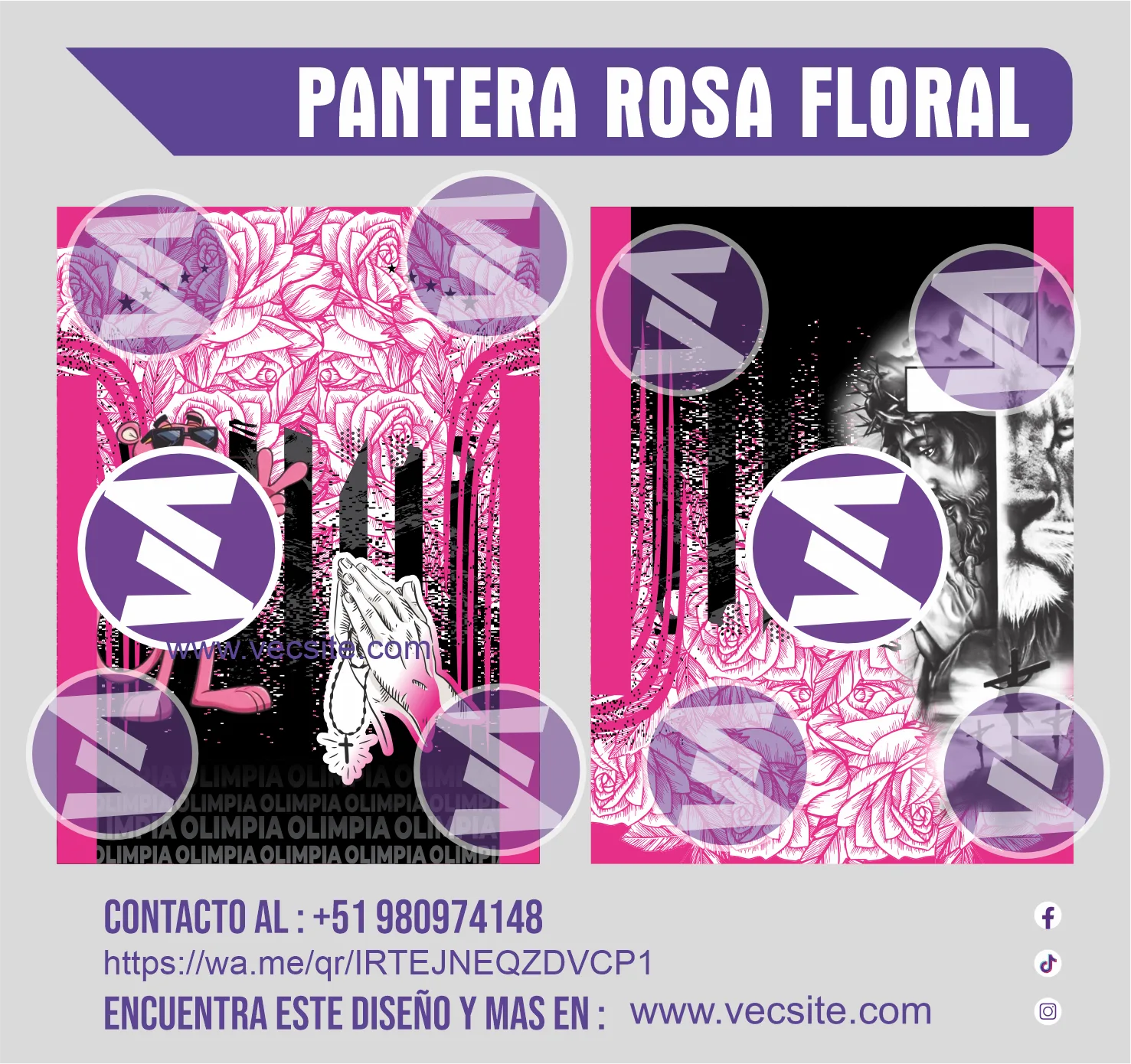 pantera rosa floral cristo