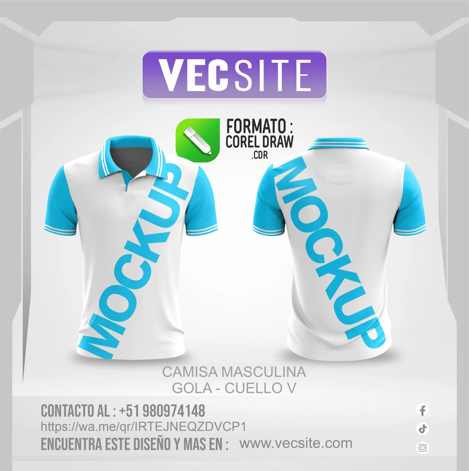 CAMISA MASCULINA GOLA - CUELLO V