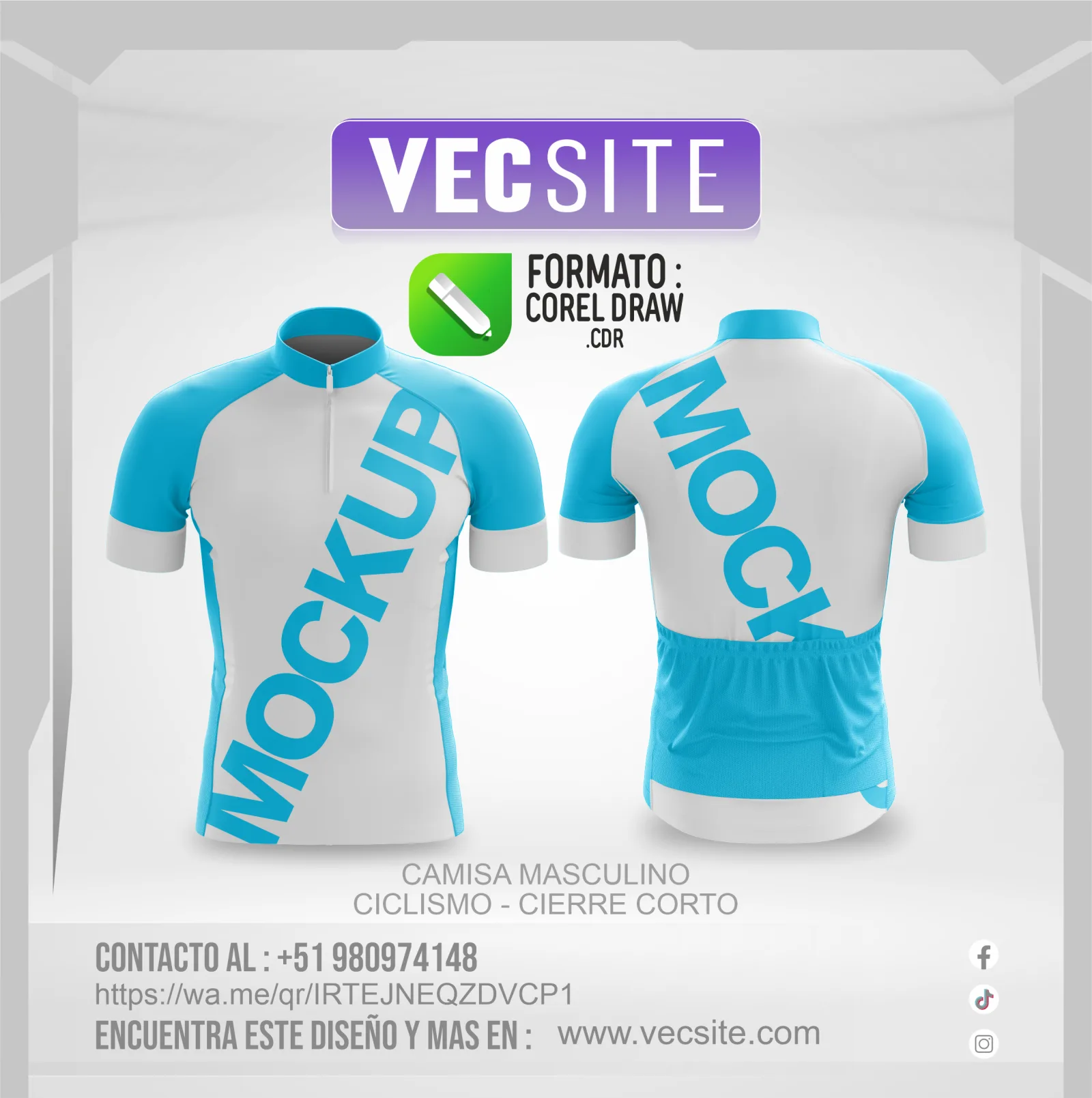CAMISA MASCULINO CICLISMO - CIERRE CORTO