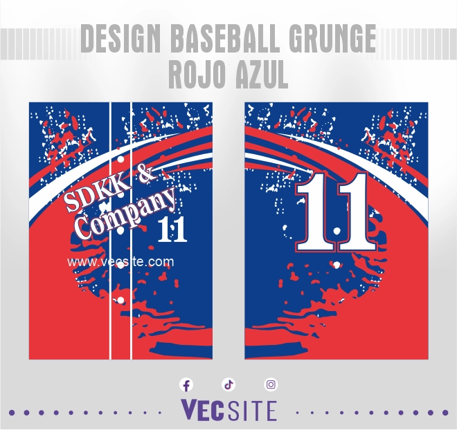 Design Baseball Grunge Rojo – Azul